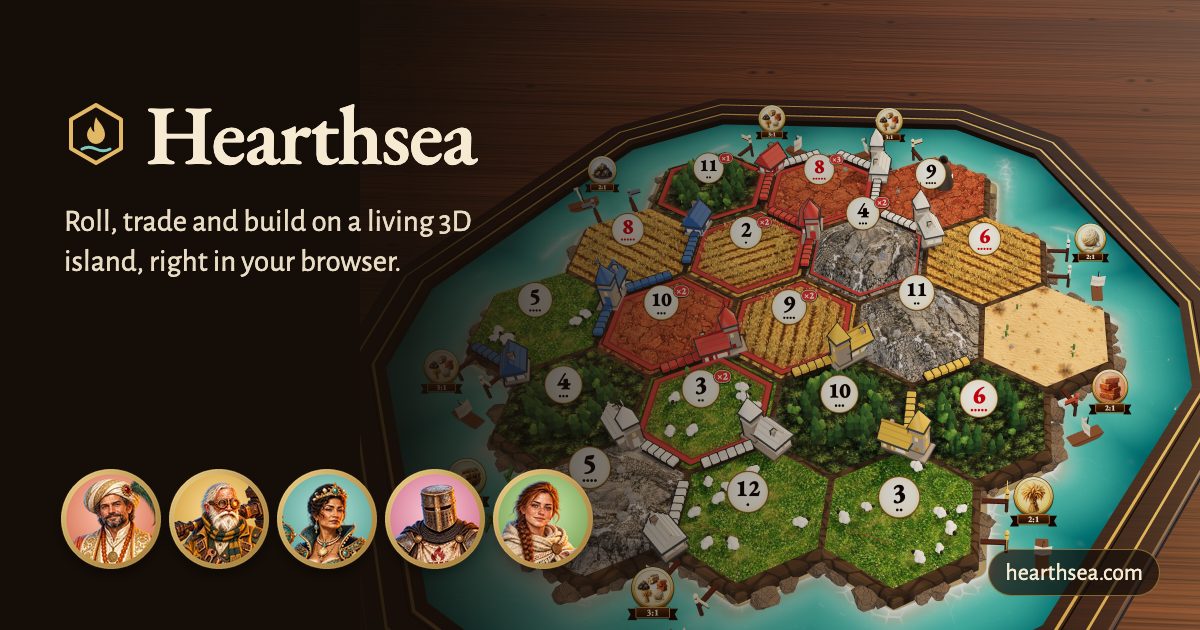 I made a Catan-style game you play in the browser, and it's now completely free: every mode, online with friends, all 46 maps (I'm the dev) - other